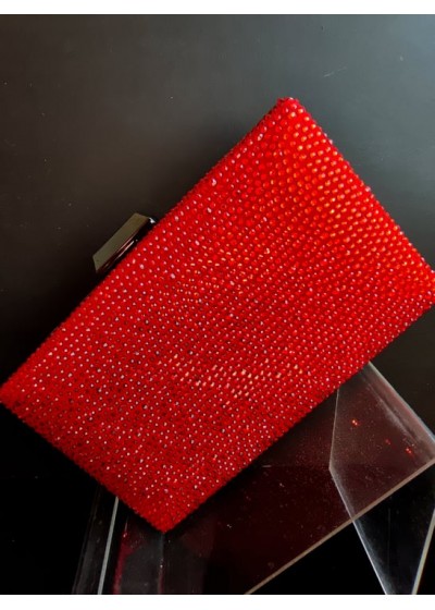 Абитуриентска официална чанта с кристали Сваровски в червено Red Queen